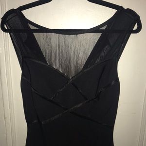 Lbd feather skirt bodycon mesh top black dress